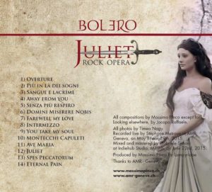 Bolero Juliet Rock Opera back cover Gitarą Rysowane
